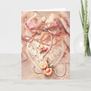 Cartes Pour Fêtes Annuelles COEUR et PERLES de DENTELLE par SHARON SHARPE