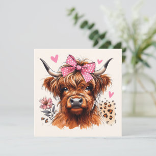 Cartes Pour Fêtes Annuelles Cœur floral de vache des Highlands