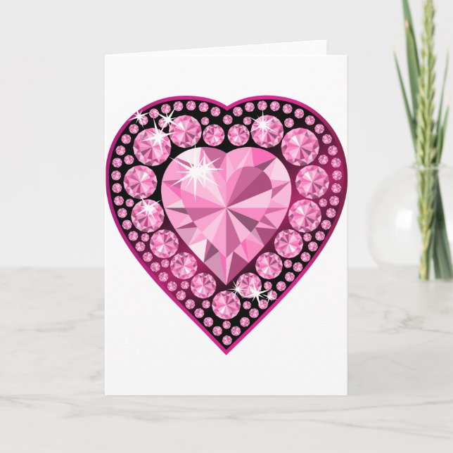 Cartes Pour Fêtes Annuelles Coeur Gem Quartz Rose (Devant)