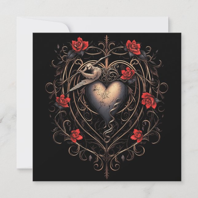 Cartes Pour Fêtes Annuelles Cœur gothique foncé pour la Saint-Valentin (Devant)