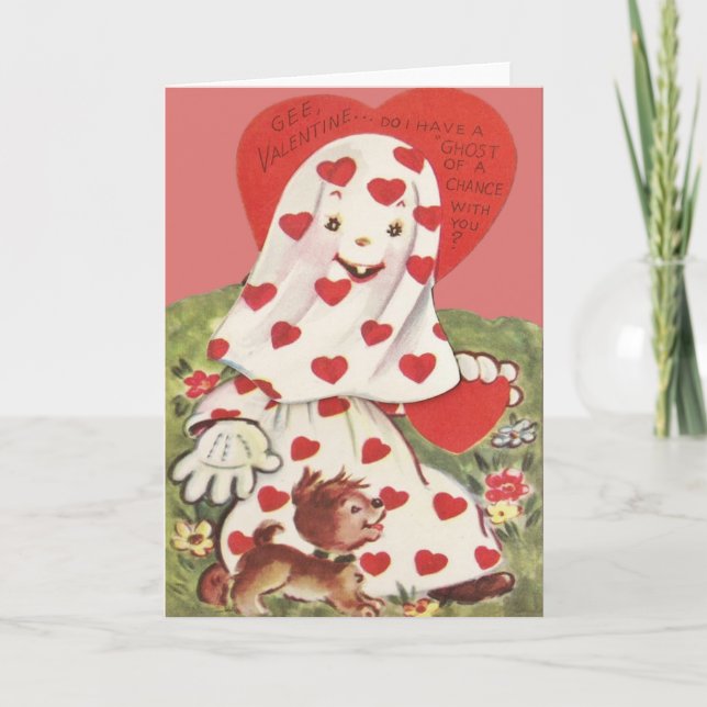 Cartes Pour Fêtes Annuelles Coeur mignon Valentine de chiot de fantôme (Devant)