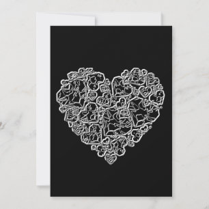 Cartes Pour Fêtes Annuelles Coeur noir et blanc en morceaux