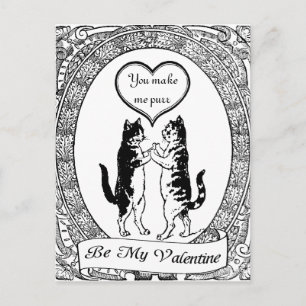 Cartes Pour Fêtes Annuelles Coeur noir et blanc Valentine de chat de Kitty