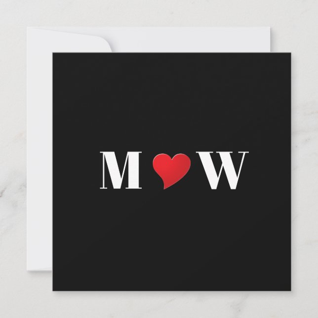 Cartes Pour Fêtes Annuelles Coeur noir rouge mignon couple personnalisé monogr (Devant)