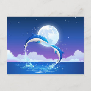 Cartes Pour Fêtes Annuelles Coeur romantique de dauphins de Saint-Valentin