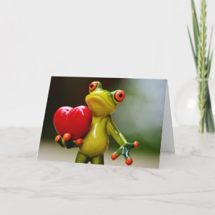 Cartes Pour Fêtes Annuelles Coeur rouge Valentine Grenouille verte