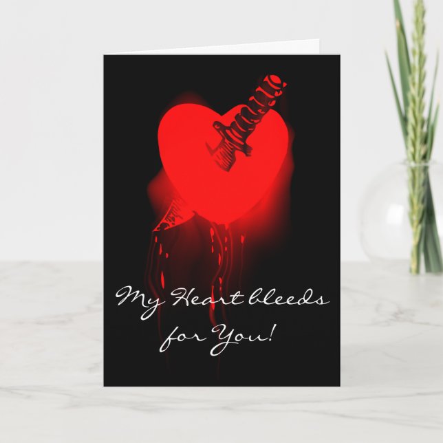 Cartes Pour Fêtes Annuelles Coeur saignant et couteau (Devant)