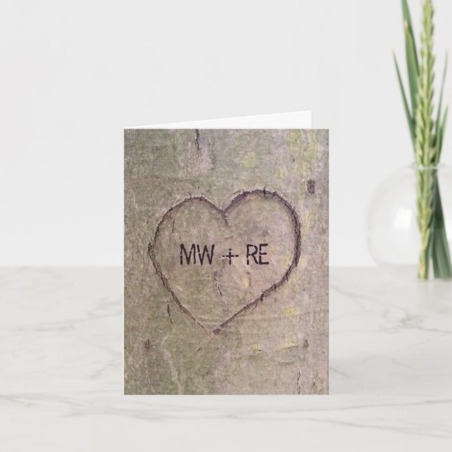 Cartes Pour Fêtes Annuelles Coeur sculpté dans un arbre Saint-Valentin (Devant)