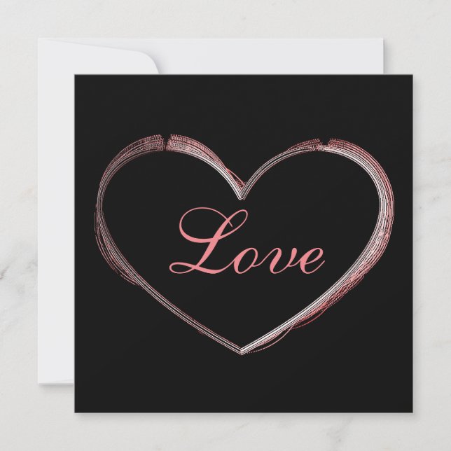 Cartes Pour Fêtes Annuelles Coeur tendance Grey Calligraphie Amour Mariage (Devant)