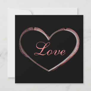 Cartes Pour Fêtes Annuelles Coeur tendance Grey Calligraphie Amour Mariage