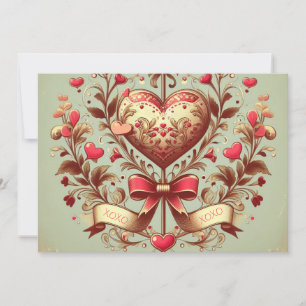Cartes Pour Fêtes Annuelles Cœur vintage Saint-Valentin xoxo 