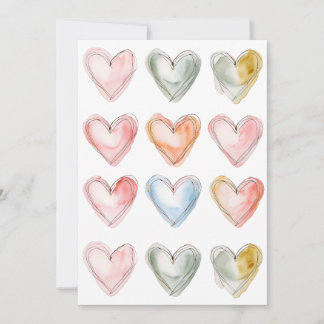 Cartes Pour Fêtes Annuelles Cœurs à l'aquarelle