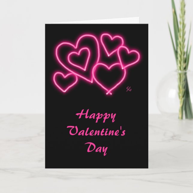 Cartes Pour Fêtes Annuelles "Coeurs au néon Valentine " (Devant)