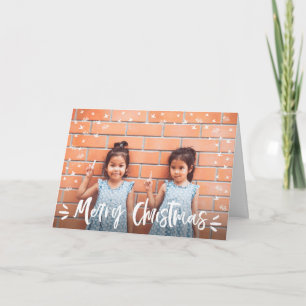 Cartes Pour Fêtes Annuelles Coeurs blancs et étoiles modernes Photo de Noël