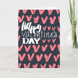 Cartes Pour Fêtes Annuelles Coeurs bleu et rose de la marine Heureuse Sainte-V