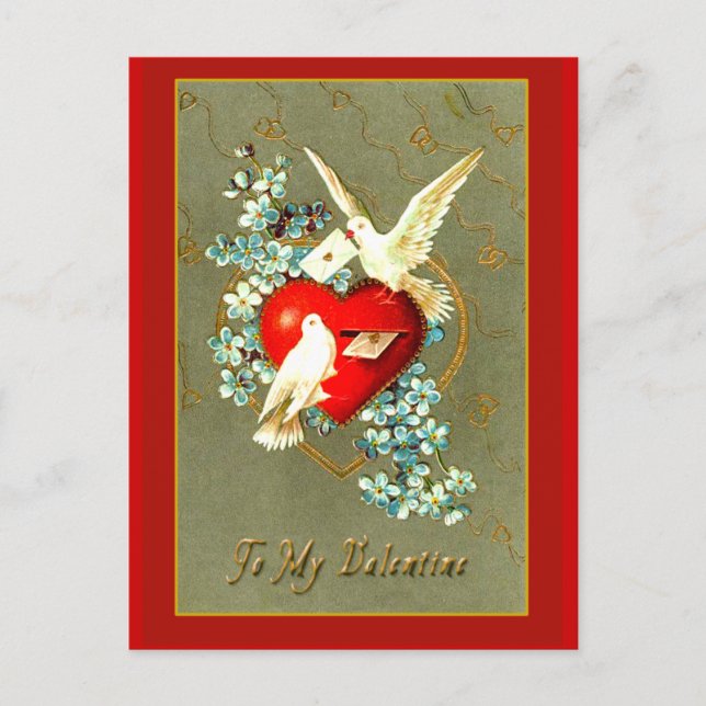 Cartes Pour Fêtes Annuelles Coeurs, colombes et salutations de Saint Valentin (Devant)