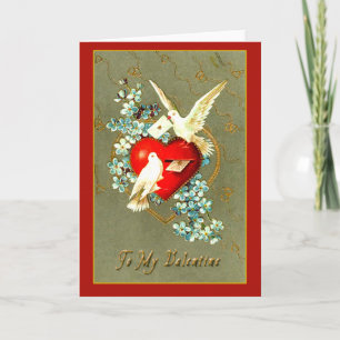 Cartes Pour Fêtes Annuelles Coeurs, colombes et salutations de Valentine