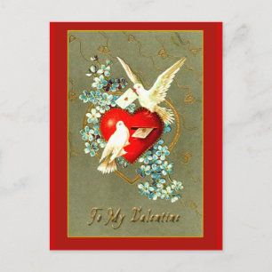 Cartes Pour Fêtes Annuelles Coeurs, colombes et voeux de Saint Valentin