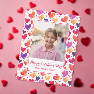 Cartes Pour Fêtes Annuelles Coeurs colorés Salle de classe Saint-Valentin Phot