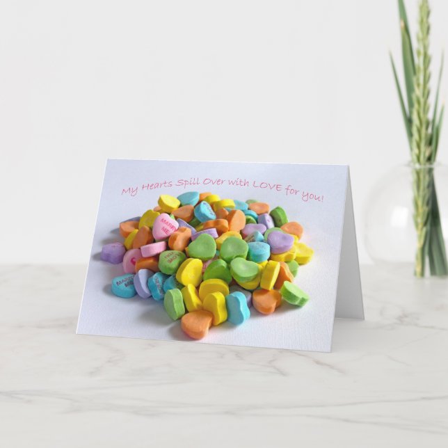 Cartes Pour Fêtes Annuelles Coeurs de bonbons (Devant)