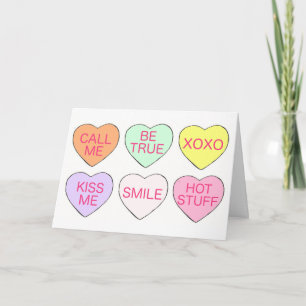 Cartes Pour Fêtes Annuelles Coeurs de conversation de bonbons Heureuses Sainte