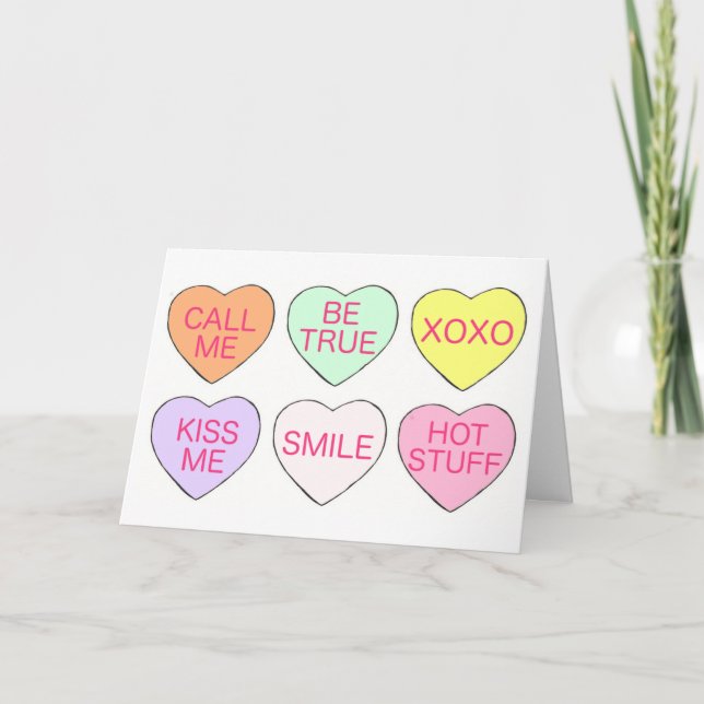Cartes Pour Fêtes Annuelles Coeurs de conversation de bonbons Heureuses Sainte (Devant)