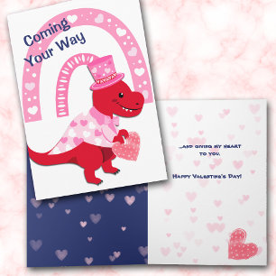 Cartes Pour Fêtes Annuelles Coeurs de dinosaures rouges Valentine