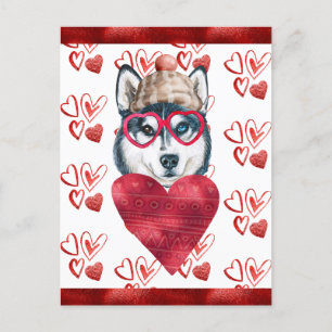 Cartes Pour Fêtes Annuelles Cœurs de Husky Sibérien Cadeau de la Saint-Valenti