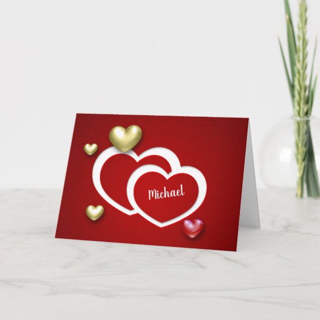 Cartes Pour Fêtes Annuelles Coeurs de la Saint Valentin Rouge moderne (Devant)