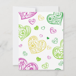 Cartes Pour Fêtes Annuelles "Coeurs de paisley dessinés à la main"