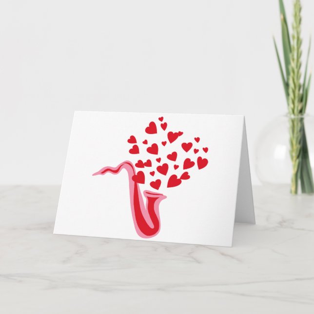 Cartes Pour Fêtes Annuelles Coeurs de saxophone (Devant)