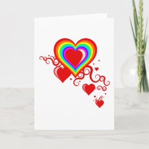 Cartes Pour Fêtes Annuelles coeurs de squiggle arc-en-ciel