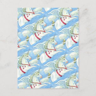 CARTES POUR FÊTES ANNUELLES COEURS DE VOL UNICORN BLANC, IMAGINAIRE PEGASUS