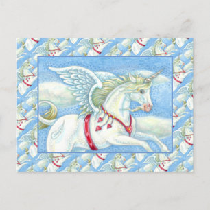 CARTES POUR FÊTES ANNUELLES COEURS DE VOL UNICORN BLANC, IMAGINAIRE PEGASUS