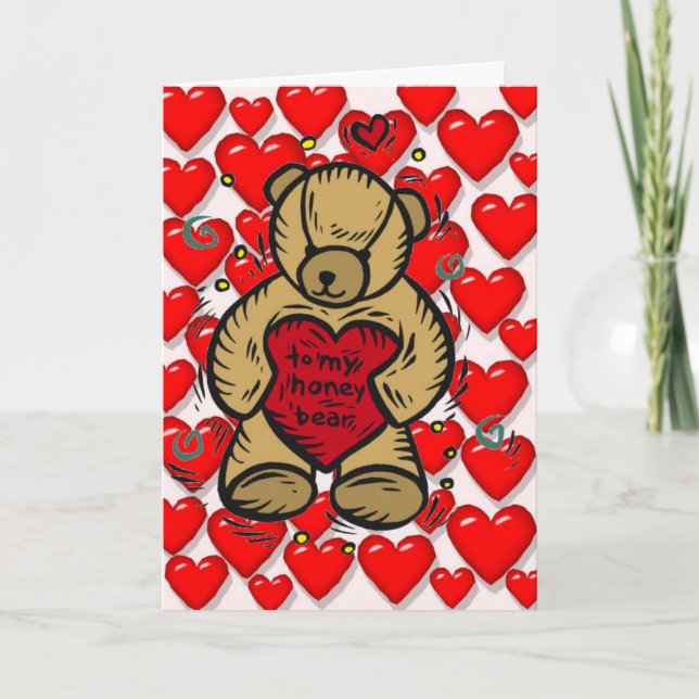 Cartes Pour Fêtes Annuelles Coeurs d'ours de nounours (Devant)