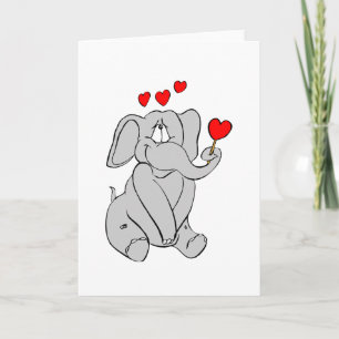 Cartes Pour Fêtes Annuelles Coeurs Eléphants adorables Valentine caractère