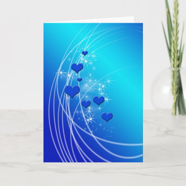Cartes Pour Fêtes Annuelles Coeurs et étincelles bleus (Devant)