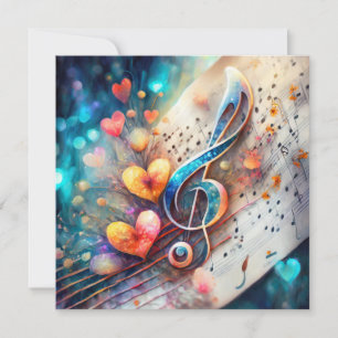 Cartes Pour Fêtes Annuelles Coeurs et musique