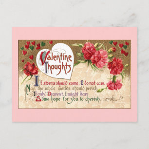 Cartes Pour Fêtes Annuelles Coeurs et oeillets Vintage Valentine