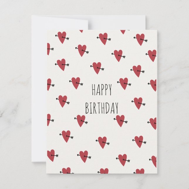 Cartes Pour Fêtes Annuelles Coeurs Joyeux anniversaire (Devant)