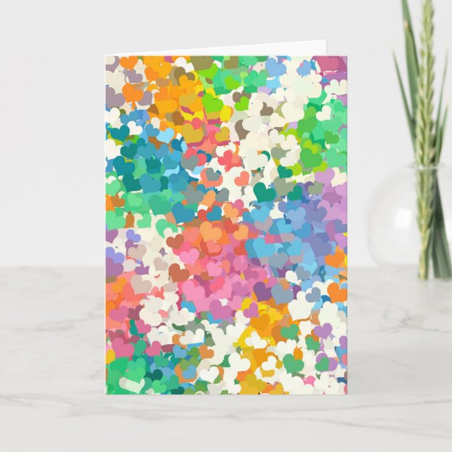 Cartes Pour Fêtes Annuelles Coeurs Pastel Confetti (Devant)