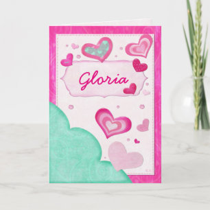 Cartes Pour Fêtes Annuelles Coeurs roses Bijoux Personnalisé Anniversaire Sain