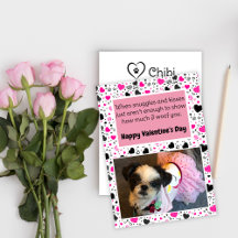 Coeurs roses et noirs mignons Chien Saint Valentin