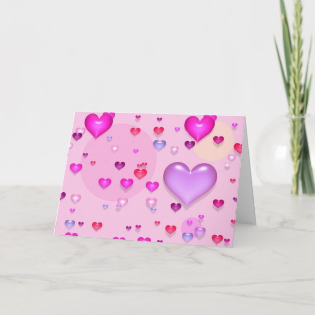 Cartes Pour Fêtes Annuelles Coeurs roses pour la Saint-Valentin - (Devant)