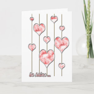 Cartes Pour Fêtes Annuelles Coeurs roses sur Golden Thread Be Mine Saint Valen