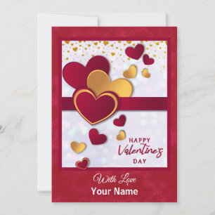 Cartes Pour Fêtes Annuelles Cœurs rouges et dorés élégants pour la Saint-Valen