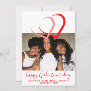 Cartes Pour Fêtes Annuelles Cœurs rouges roses Galentine`s day Amis 