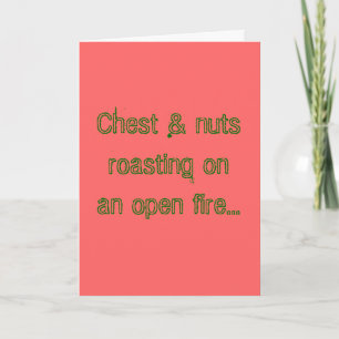 Cartes Pour Fêtes Annuelles Coffre et écrous rôtissant sur un feu ouvert…