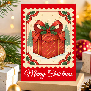 Cartes Pour Fêtes Annuelles Coffret Cadeau de Noël Rétro Timbre