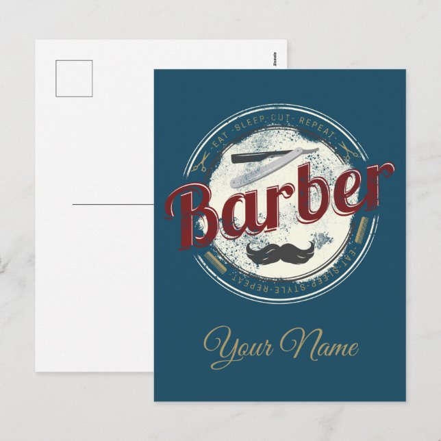 Cartes Pour Fêtes Annuelles Coiffeur de cheveux Hustler Coiffeur Rétro coiffeu (Devant / Derrière)